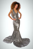 Chic Platinum Liquid Gold Sequence Gown