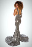 Chic Platinum Liquid Gold Sequence Gown