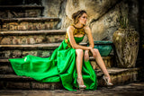 Chic High Neck Green Gown